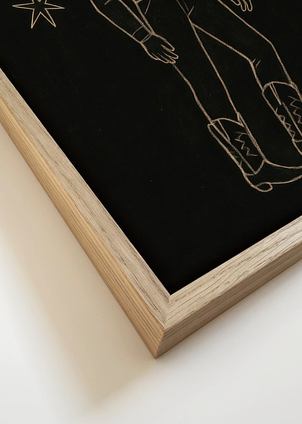 Illustratie cowboy lijntekening in goud – Canvas detail