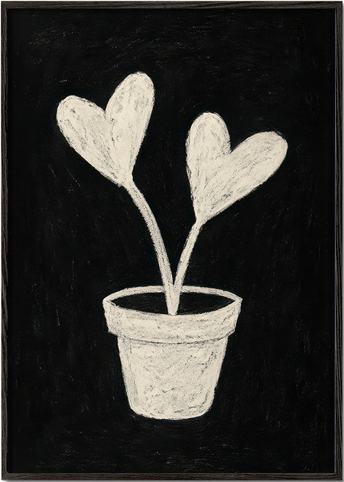 Botanische poster hartblad in pot – Black Frame