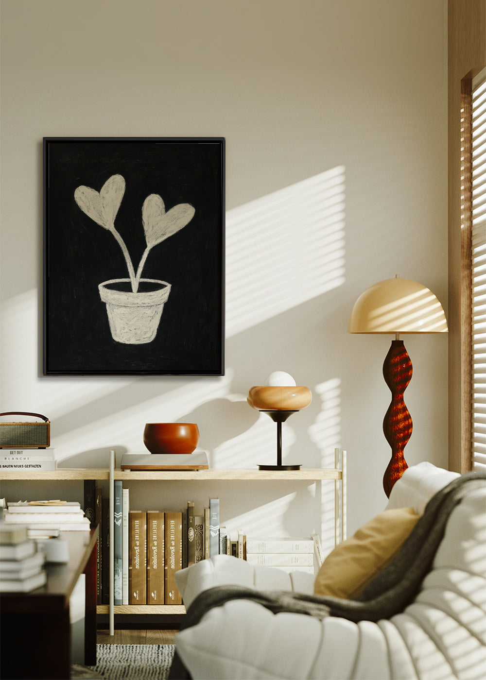 Heart Leaf Pot - Framed canvas in an interior