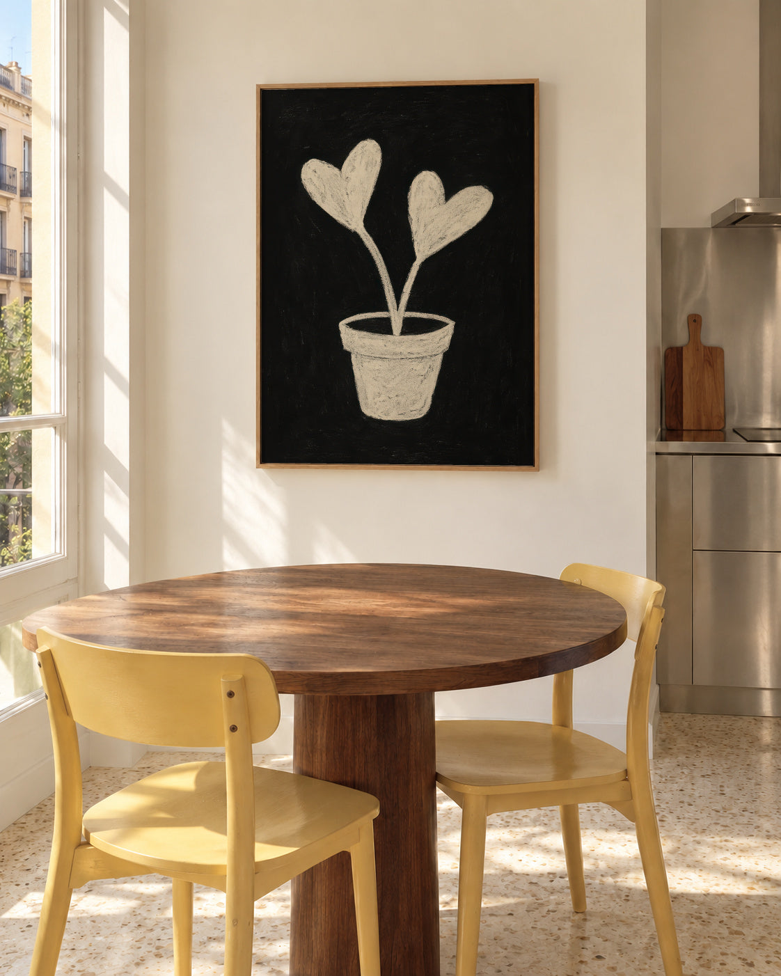 Heart Leaf Pot - Framed canvas in an interior