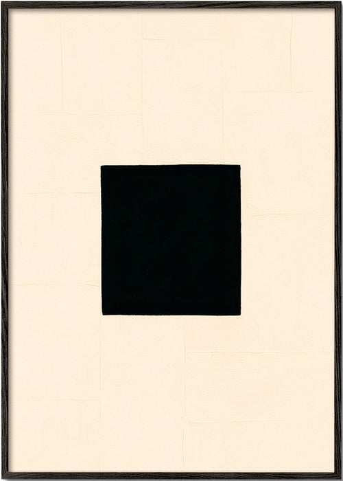 Abstract kunst: zwart vierkant op crème – Black Frame