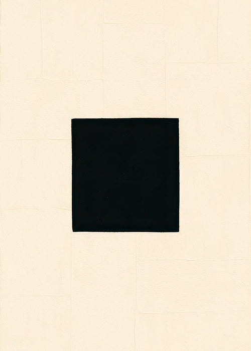 Abstract kunst: zwart vierkant op crème