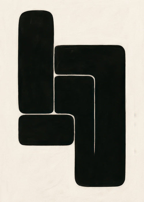 Geometrische poster met sterke zwarte vormen