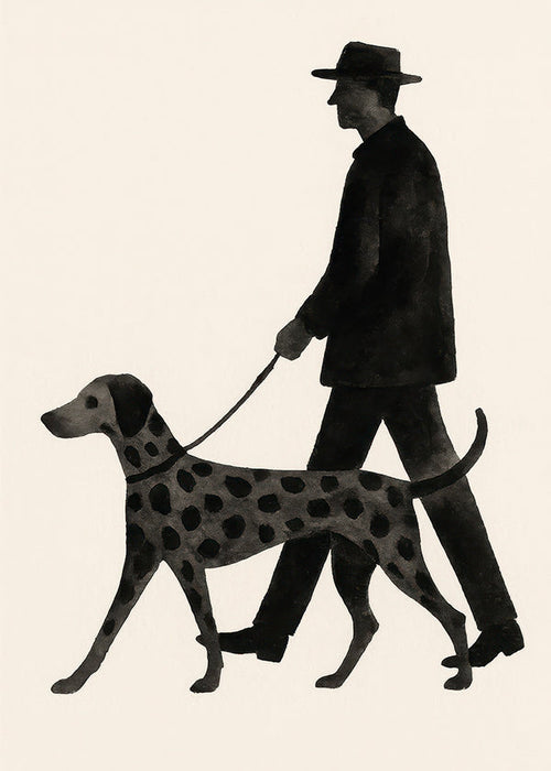 Kunstwerk hond lopend silhouet
