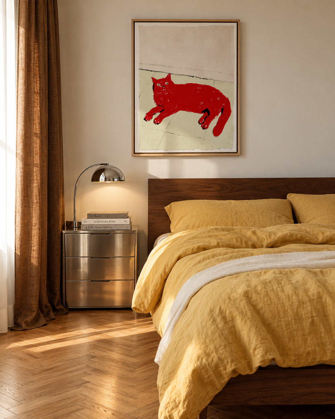 Red Cat Nap - Framed canvas in an interior