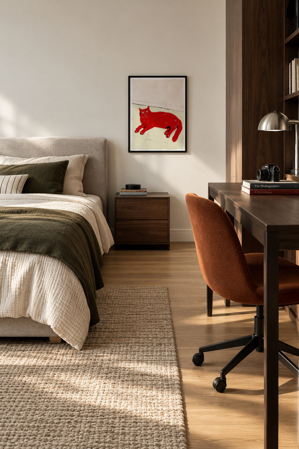 Red Cat Nap - Framed poster in an interior