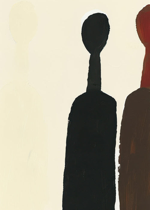 Abstract kunstwerk met langwerpige silhouetten