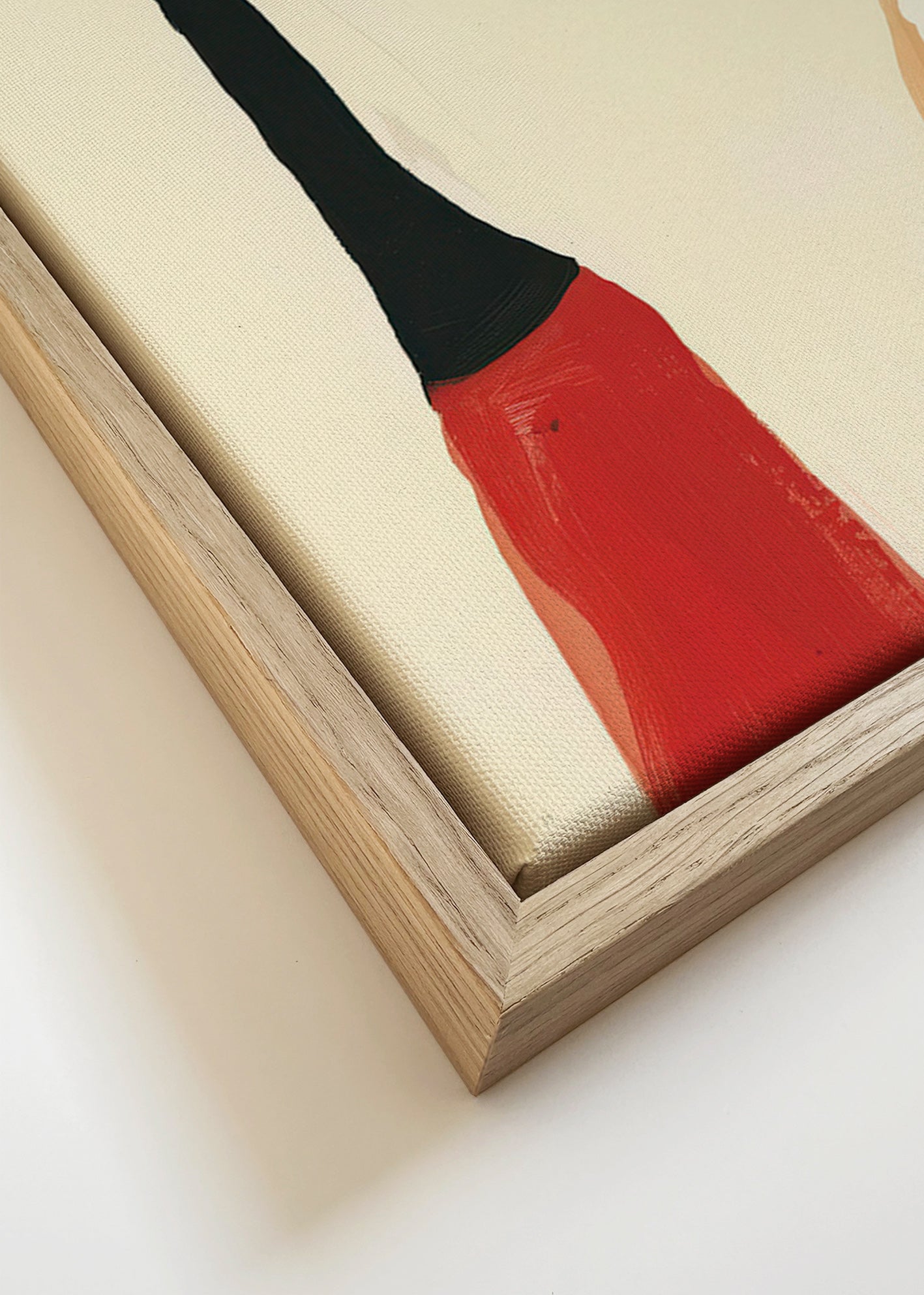 Abstract kunstwerk met verlengde rode en zwarte figuren – Canvas detail