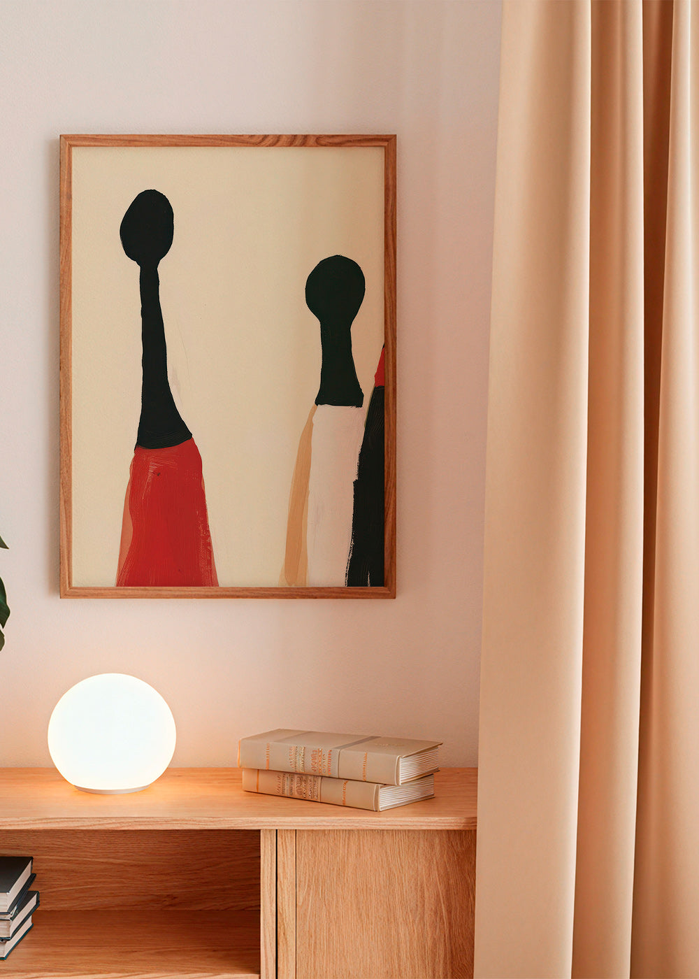Abstract kunstwerk met verlengde rode en zwarte figuren – Product3