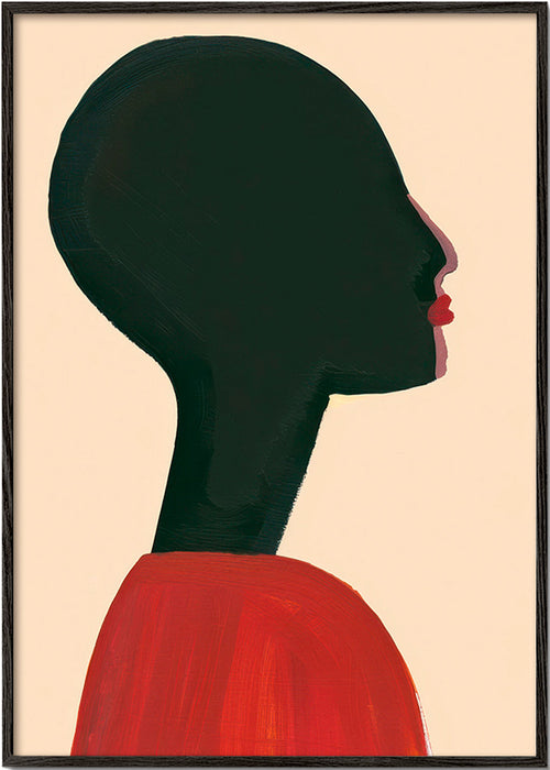 Illustratie: gestileerd profiel in rood – Black Frame