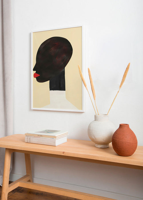 Profielillustratie met rode lippen – Product1