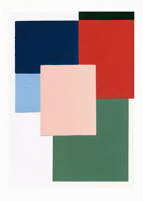 Geometrische poster met gelaagde kleurvlakken