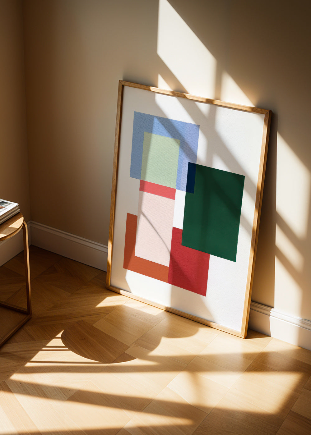 Pastel Construction V - Framed poster in an interior