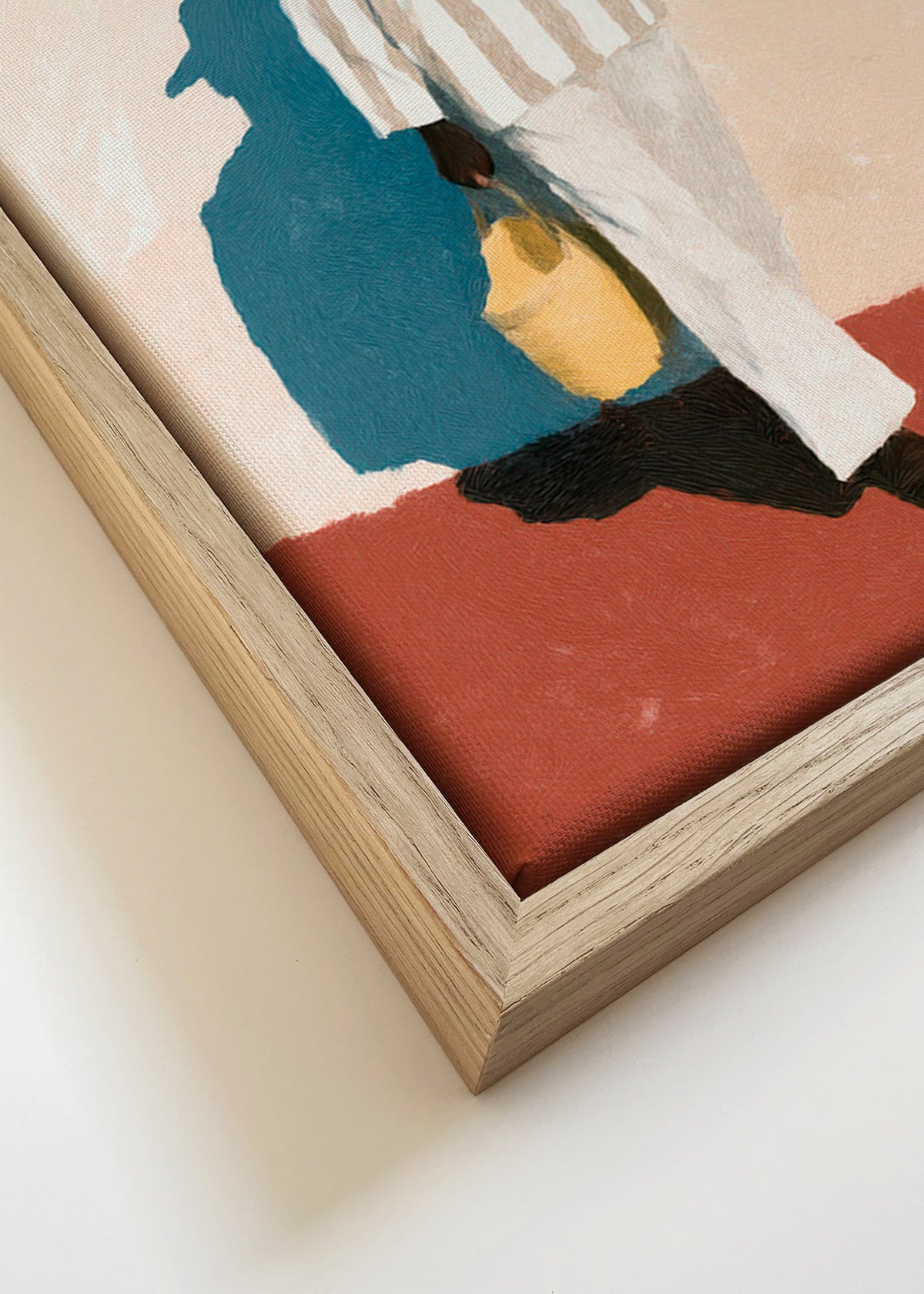 Minimalistisch kunstwerk van man met hoed en tas – Canvas detail