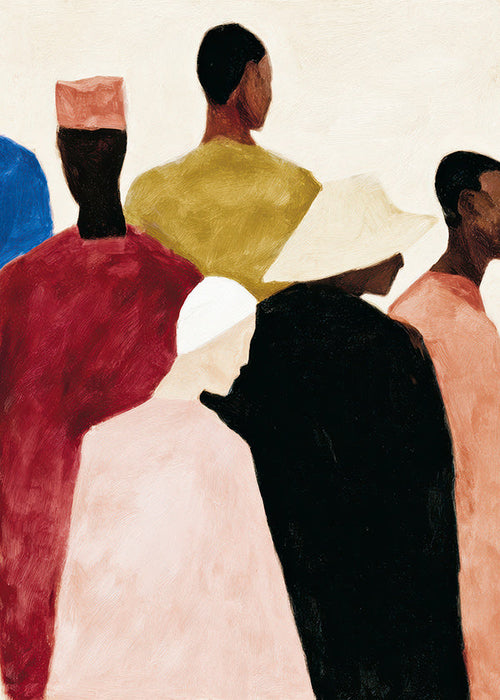 Abstracte poster met gegroepeerde figuren