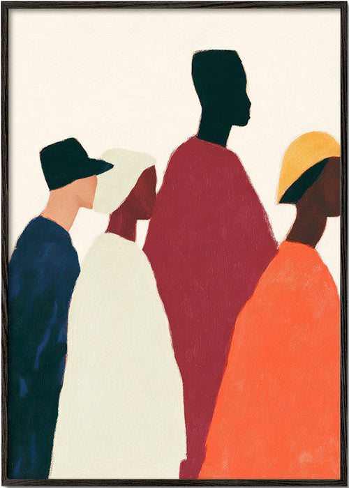 Illustratie: rij gestileerde figuren – Black Frame