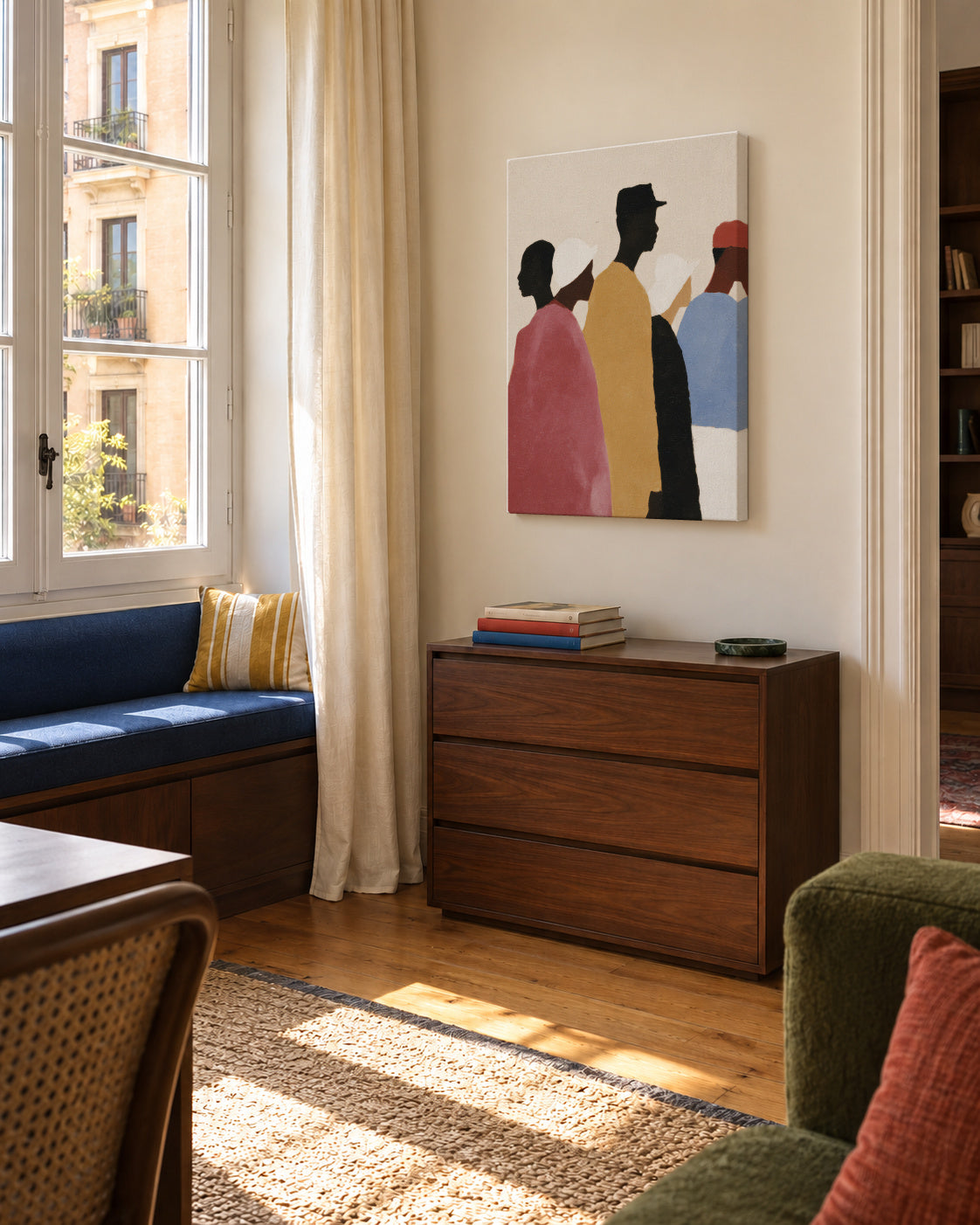 Crowded Colors IV - Unframed canvas in an interior