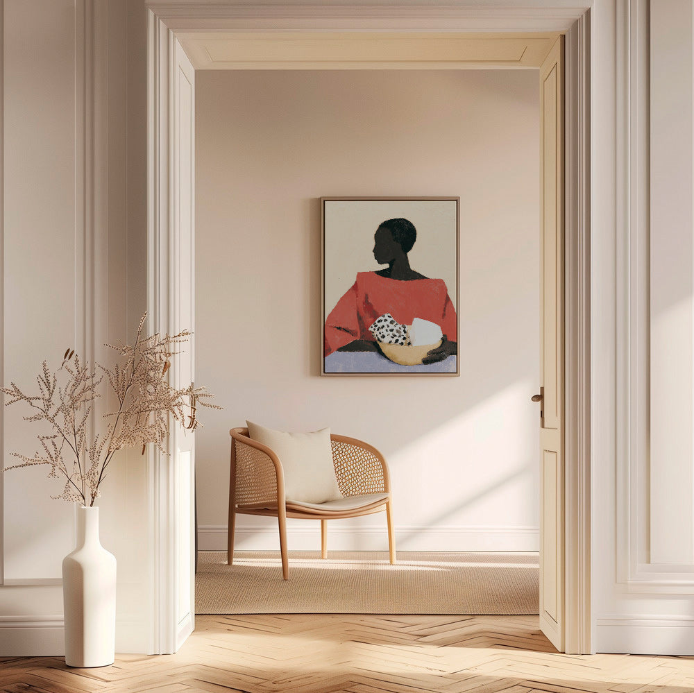 Keuken kunst: vrouw met kom – Canvas2