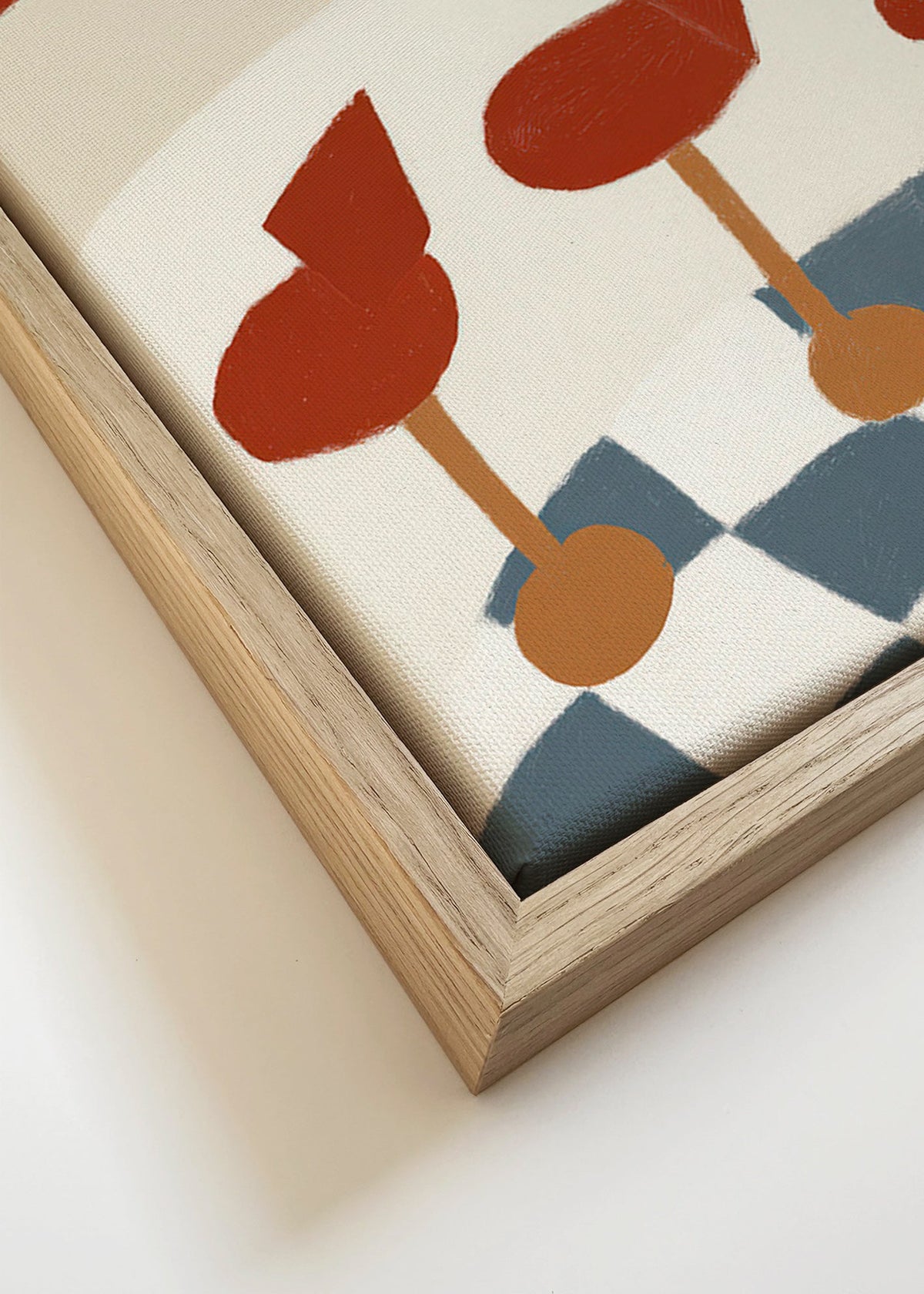 Keuken kunst met rode barkrukken en dambordvloer – Canvas detail