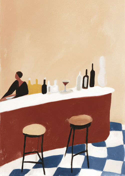 Keuken kunst: bar met glazen
