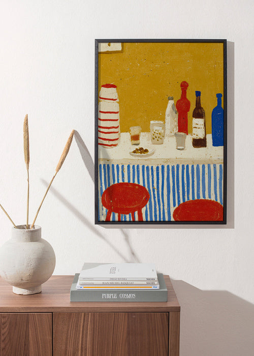 Keuken kunst: bar-stilleven met blauwe strepen – Product1