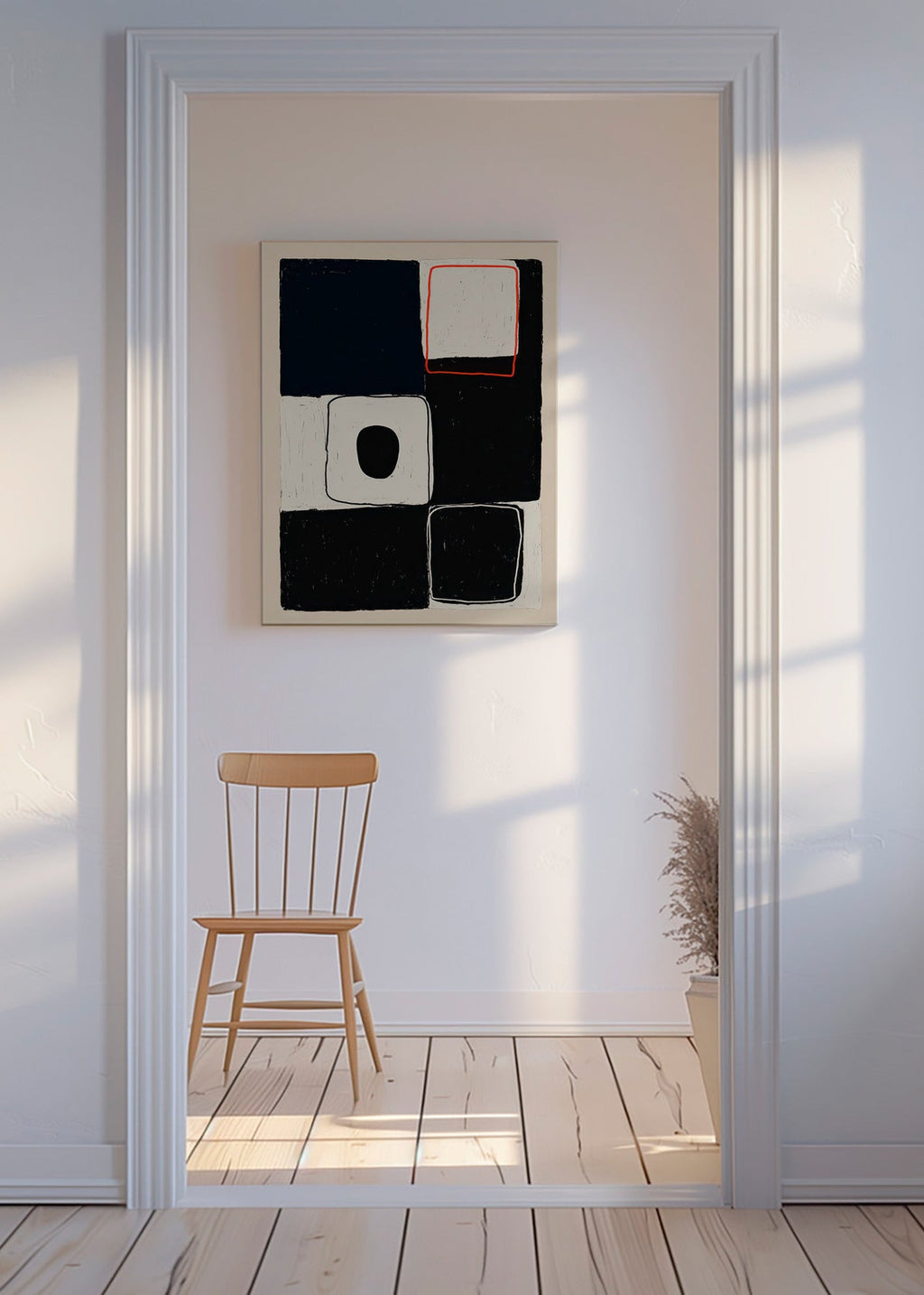 Geometrische kunst met gestapelde blokken – Canvas