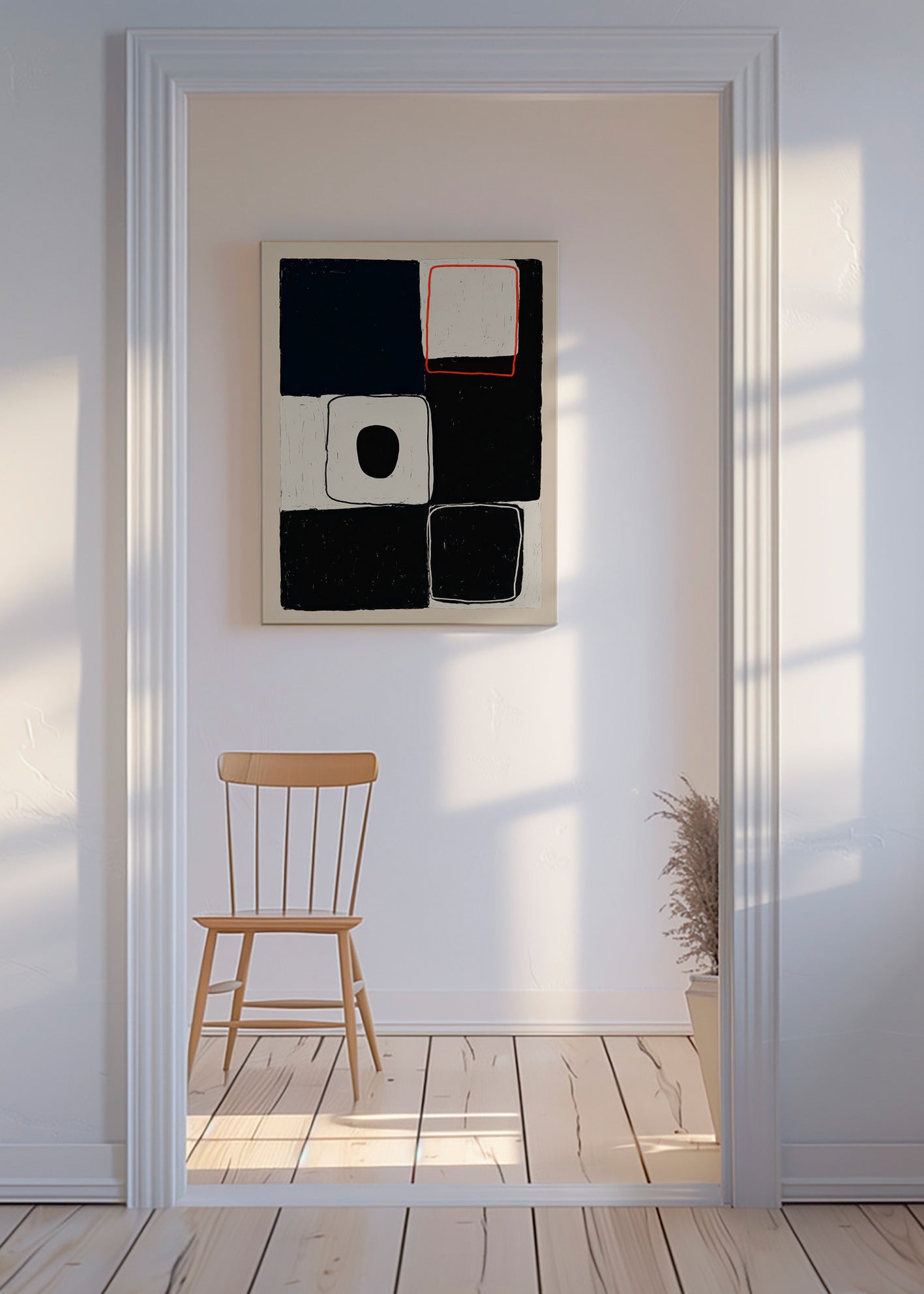 Geometrische kunst met gestapelde blokken – Canvas