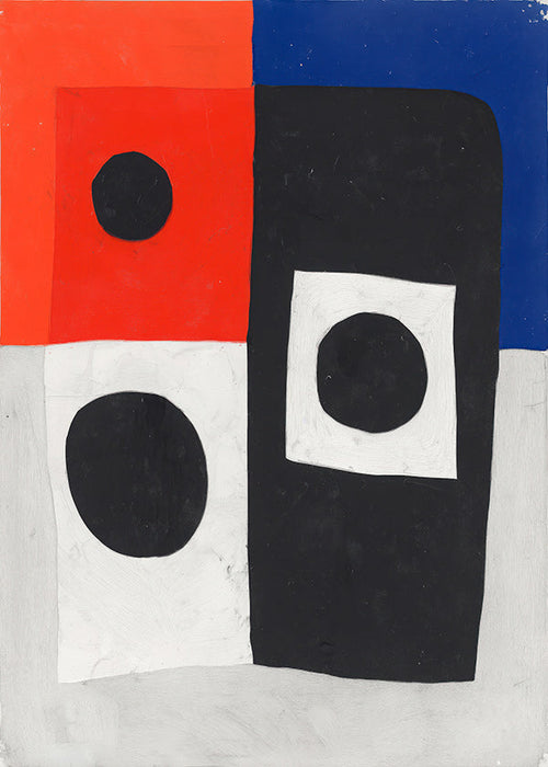 Geometrische poster met blokken en cirkels