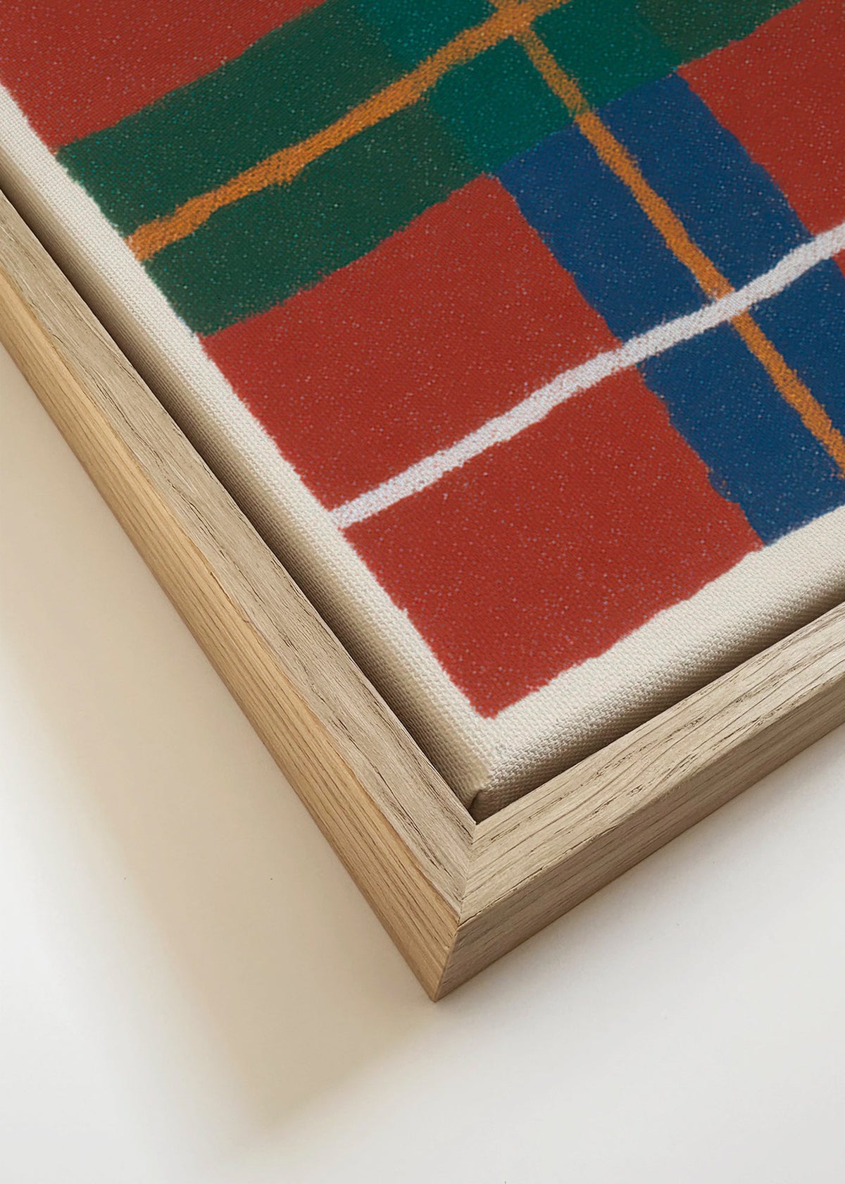 Geometrische tartan poster in warme kleuren – Canvas detail