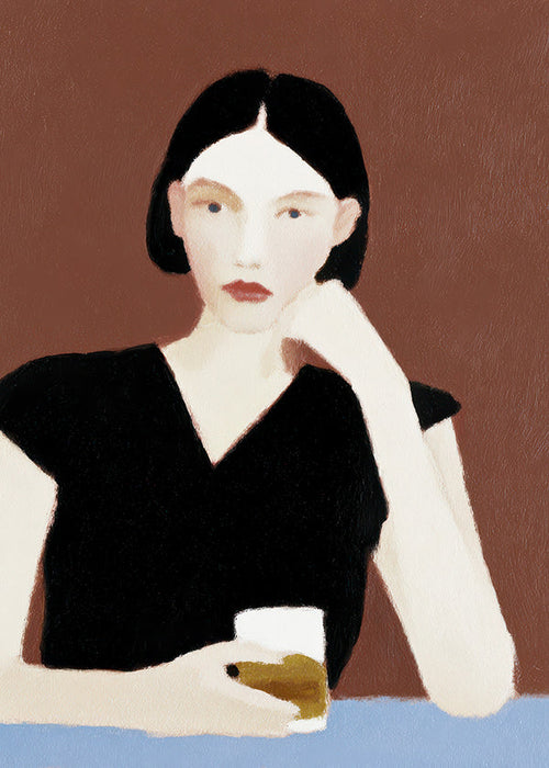 Keuken kunst: portret vrouw met glas