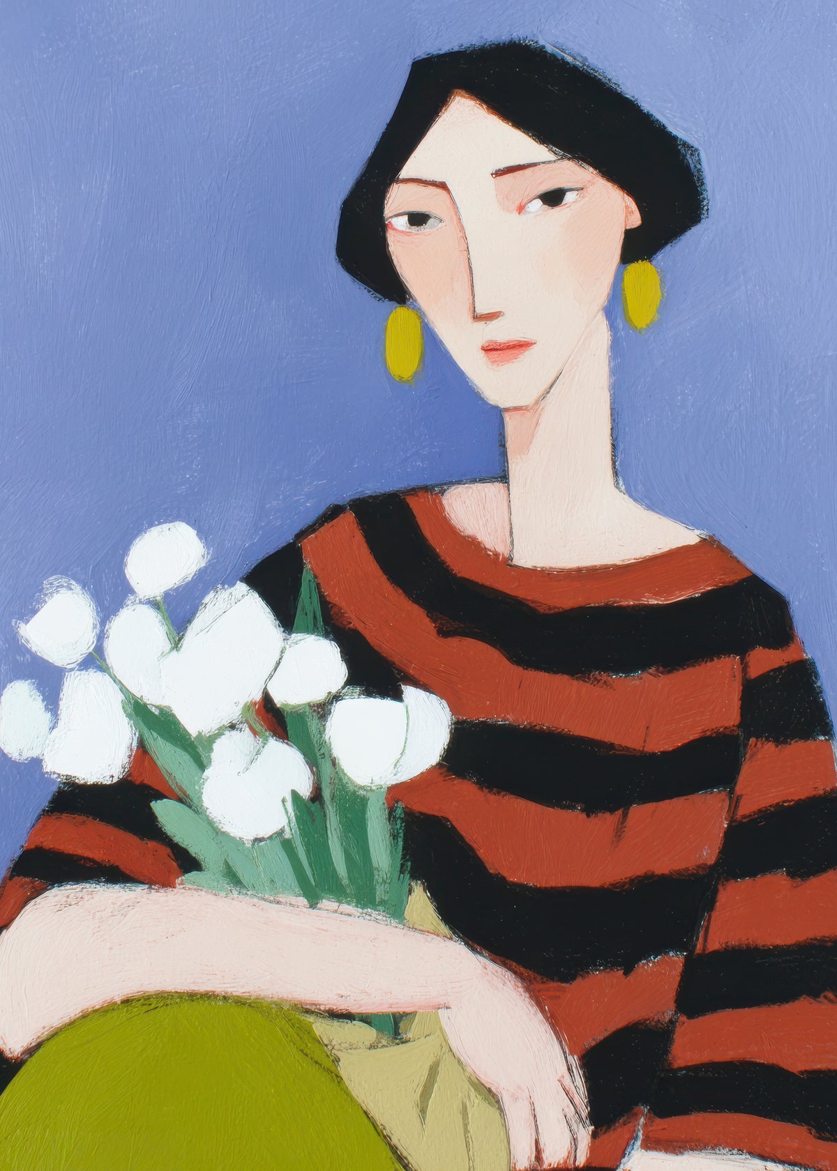 Portrait with White Tulips - Unframed art print