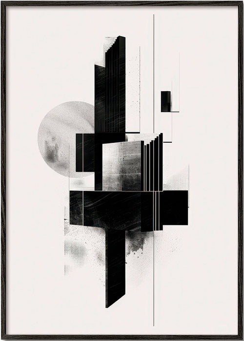 Geometrische poster met architecturale zwart-wit vormen – Black Frame