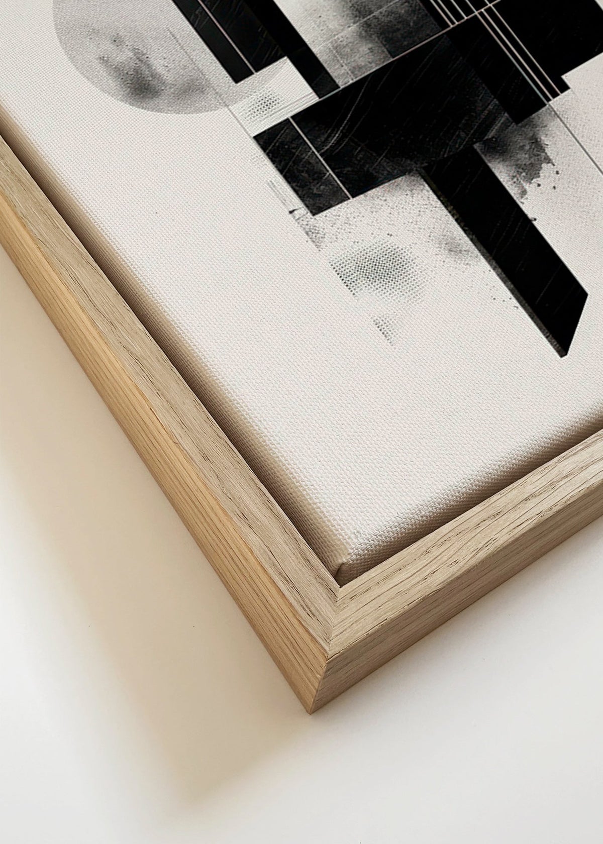Geometrische poster met architecturale zwart-wit vormen – Canvas detail