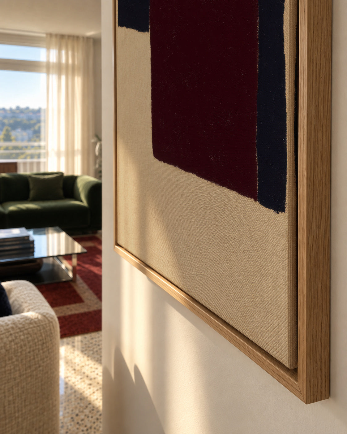 Burgundy Corner VI - Framed canvas detail