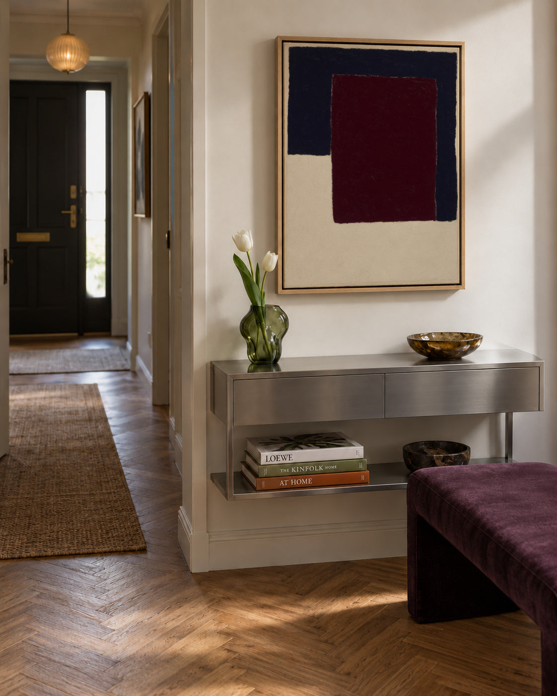 Burgundy Corner VI - Framed canvas in an interior