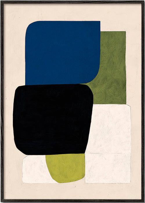 Abstract kunstwerk met gestapelde kleurvlakken – Black Frame