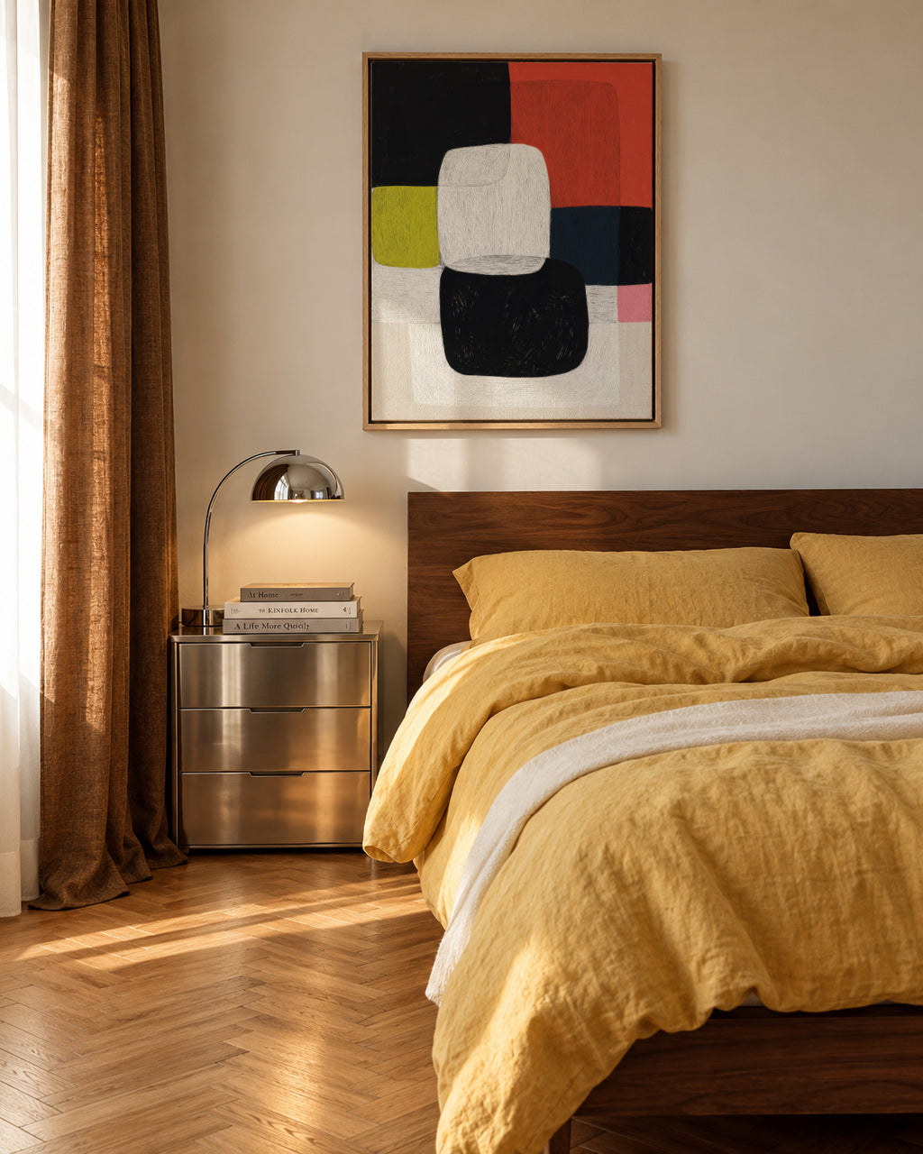 Crimson Fusion - Framed canvas in an interior
