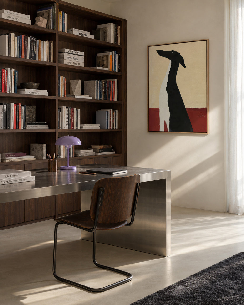 Elegant Greyhound - Framed canvas in an interior