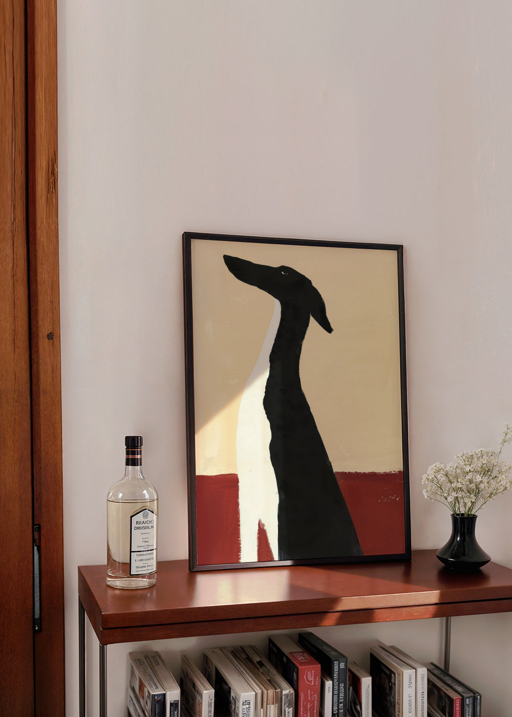 Elegant Greyhound - Framed poster in an interior