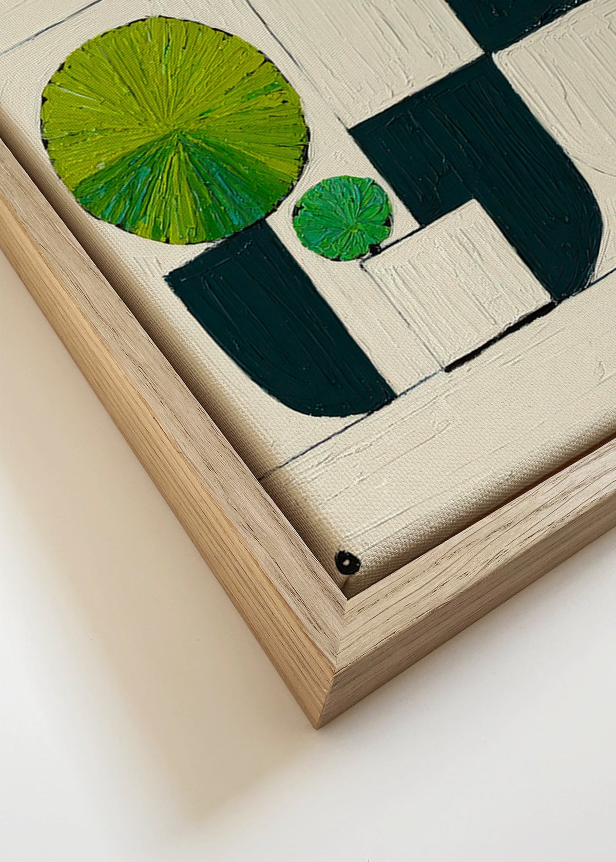 Botanische poster met geometrische bladmotieven – Canvas detail