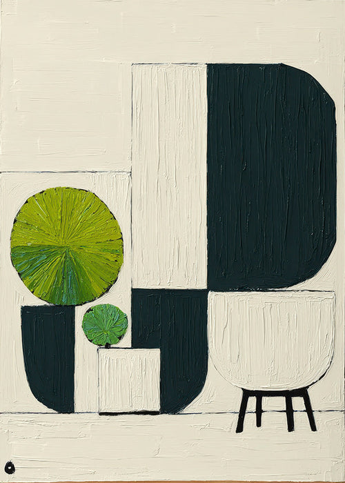 Botanische poster met geometrische bladmotieven