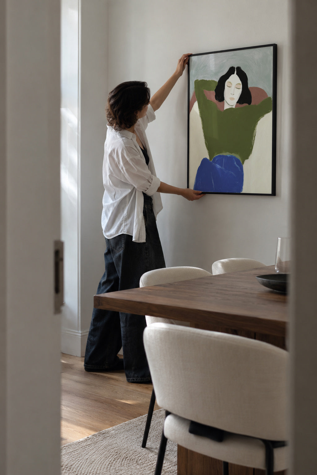 Reclining in Green - Framed poster in an interior