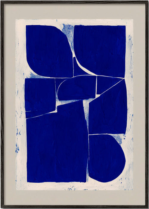 Geometrische kunst indigo blokcompositie – Black Frame