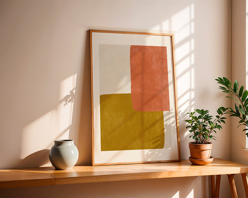 Abstract werk met terracotta- en okerkleurige vlakken – Product1