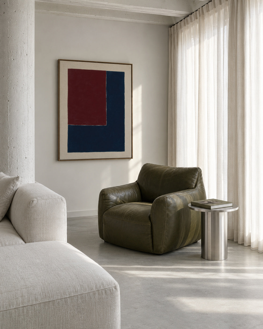 Divided Deep - Framed canvas in an interior