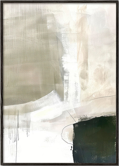 Abstract kunstwerk in neutrale beige tinten – Black Frame