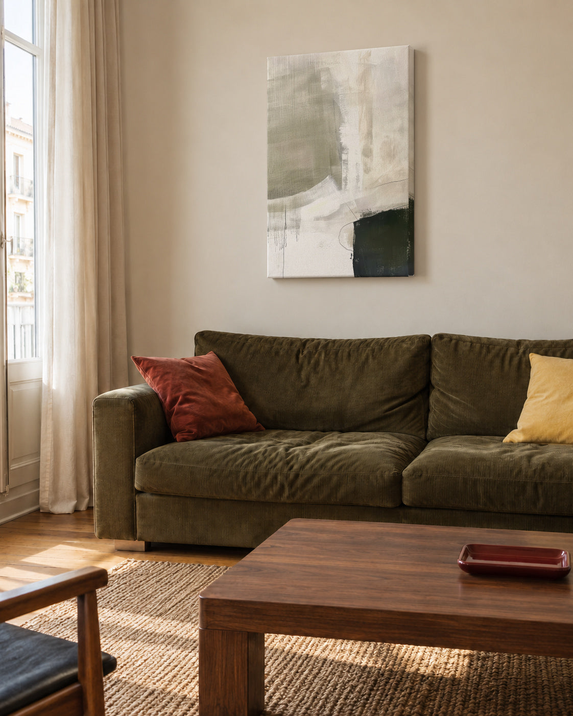 Ivory Mist - Unframed canvas in an interior
