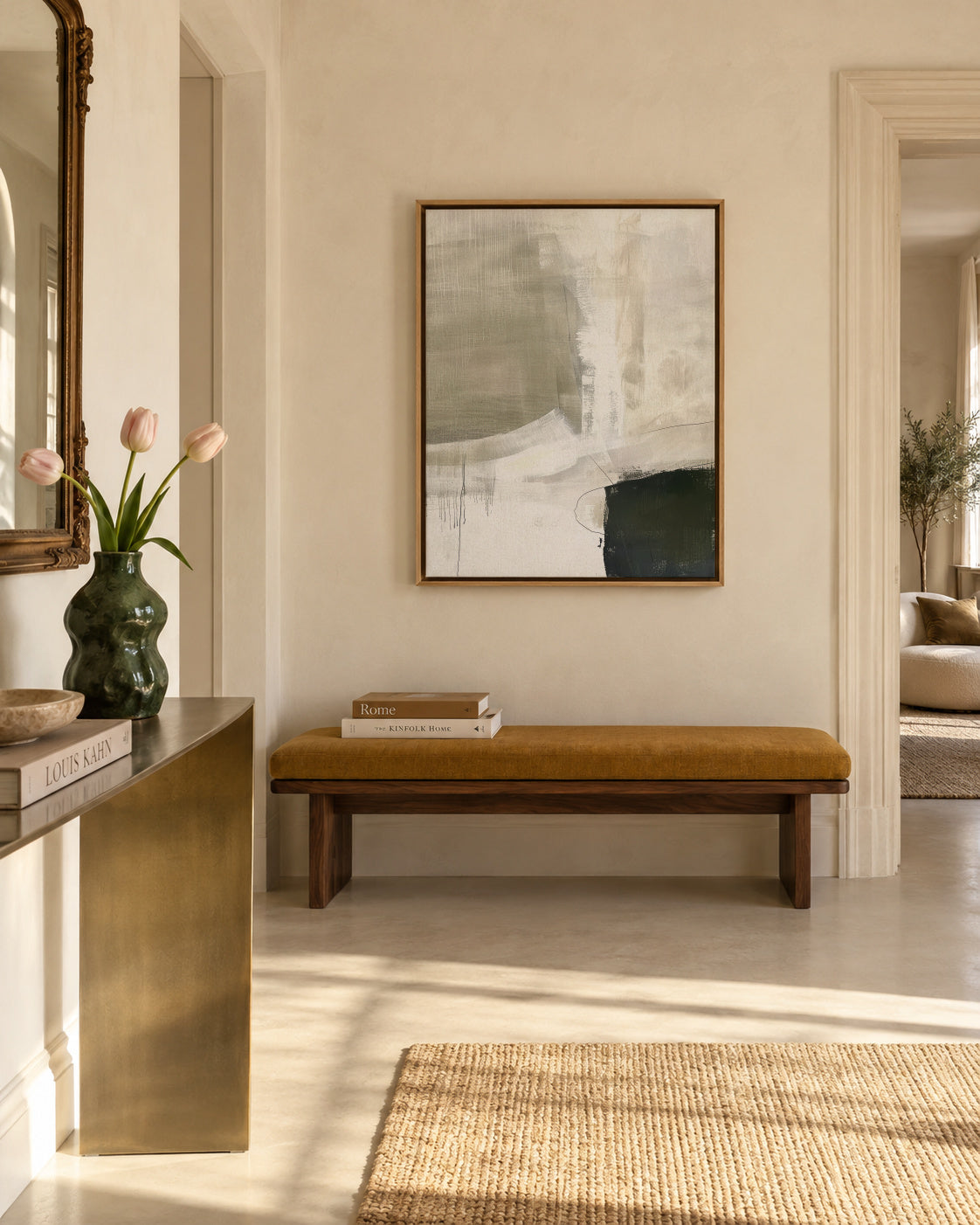 Ivory Mist - Framed canvas in an interior