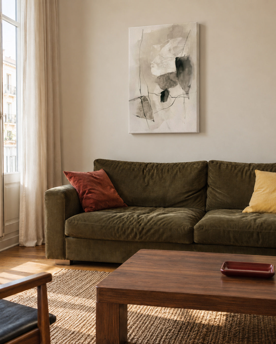 Ink in Repose I - Unframed canvas in an interior