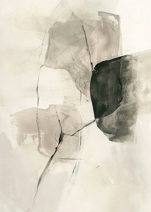 Abstract kunstwerk: inktstreken en zachte ruimten